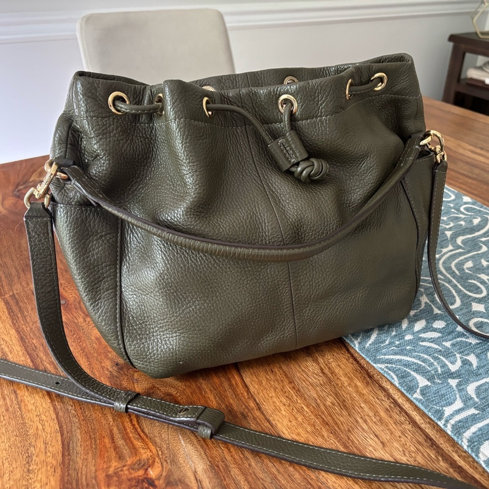 Banana Republic Olive Leather Bucket Bag